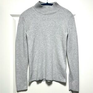 Gap True Soft Ribbed Mockneck Sweater Cozy Winter Style Wool Blend Light Gray L